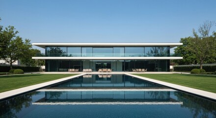 Fototapeta premium Modern, minimalist house with a large pool