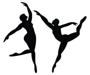 Graceful Ballet Dancers Silhouettes Elegant Dance Poses Vector