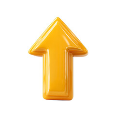 Yellow arrow pointing upwards isolated on transparent background.