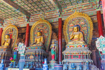 Naklejka premium Beautiful scenery of Huayan Temple in Datong, Shanxi Province on a sunny summer day
