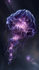 Abstract Purple Jellyfish Pixel Art