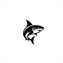 Aggressive shark silhouette icon for sports teams and brands
