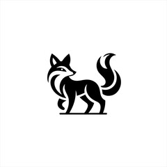 Stylized black fox logo design on white background
