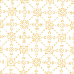 Classic Ornamental Seamless Pattern with Symmetrical Square Motifs and Flourishes – Warm Earth-Toned Design for Fashion Accessories and Surface Design