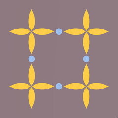 Minimalist Seamless Petal Pattern in Yellow and Blue on Purple Background – Elegant Repeating Design for Stationery, Branding, and Home Decor