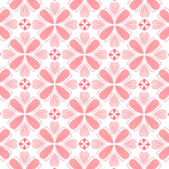 Symmetrical Pink Flower Seamless Pattern with Decorative Accents – Soft and Feminine Design for Wallpaper, Fashion, and Packaging