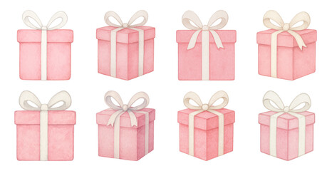 Pink gift boxes with bows