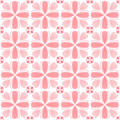 Elegant Seamless Floral Pattern with Stylized Pink Petals on White Background – Romantic Botanical Design for Textile, Stationery, and Spring Decor