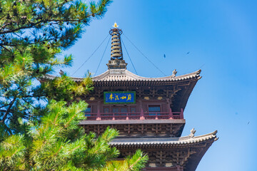 Fototapeta premium Beautiful scenery of Huayan Temple in Datong, Shanxi Province on a sunny summer day