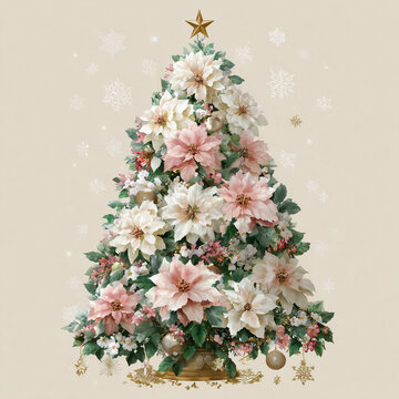 christmas tree with pink fower