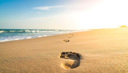Empty Beach Footprint Sunrise.