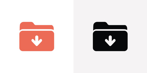 Orange and black folder icons with download arrow symbol