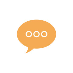 Orange speech bubble icon with three dots indicating conversation or waiting