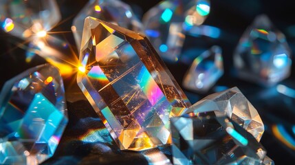 Stunning diamond with crystal-clear clarity reflecting light and creating beautiful color patterns