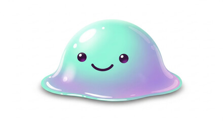 Fototapeta premium Cute, cartoonish, jelly-like creature with a happy expression.