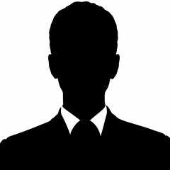 Black silhouette of a man in a suit and tie