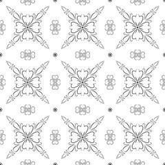 Vintage Black and White Seamless Floral Ornament Pattern for Coloring Book Pages, Wallpaper, and Textile Design