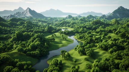 Serene small river flowing through a lush green forest capturing nature's beauty in a picturesque scene