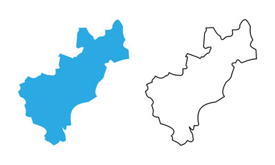 Map of Queretaro, a state of Mexico. Map with detailed outlines and blue silhouettes	