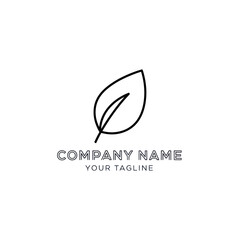 Obraz premium Minimalist Art Leaf Logo Template for Eco-Friendly Branding, featuring Company Name and Tagline on White Background, Flat Vector Elements, Vector Illustration, Simple Vector, Stylized Vector Drawing,