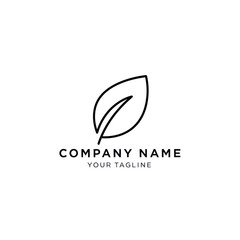Elegant Art Leaf Logo for Branding, featuring Placeholder Company Name and Tagline on a Pure White Background, Flat Vector Elements, Vector Illustration, Simple Vector, Stylized Vector Drawing,