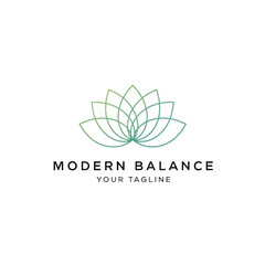 Modern Minimalist Lotus Flower Logo with Green Teal Gradient and Clean Typography on White Background, Flat Vector Elements, Vector Illustration, Simple Vector, Stylized Vector Drawing, Vector