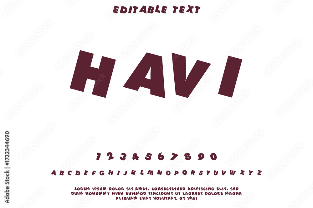 Poster bold marroon alphabet and numbers with editable text space