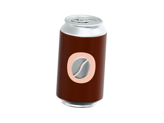 3D Rendered Coffee Can with Bean Shape Icon and Metal Cap