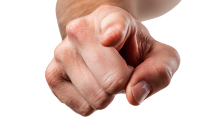 Hand pointing finger isolated on transparent background.