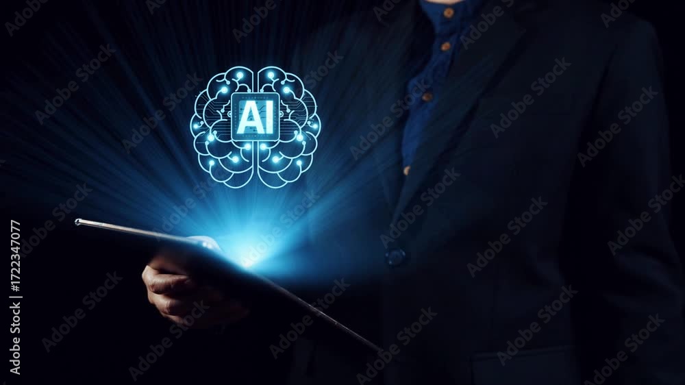 Fototapete ai assistant brain processor with llm technology, big data, machine learning, generative ai for busi