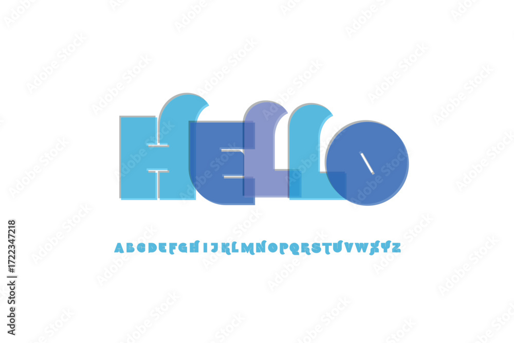Poster colorful hello text with abstract background and geometric shapes