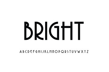 Bright art deco inspired font alphabet and numbers on white background © Mehedi