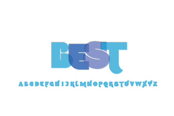 Abstract blue gradient letters forming the word lust with alphabet below