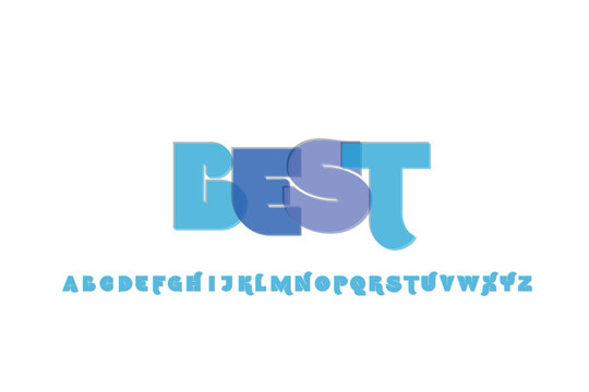 Abstract blue gradient letters forming the word lust with alphabet below