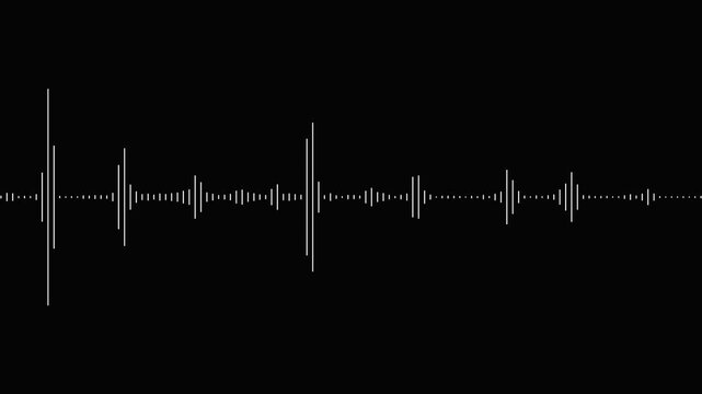 Dynamic white audio visualizer- Music sound wave animation on black background. Abstract audio wave digital frequency. Sound wave animated audio waveform spectrum animation. Abstract music audio wave. - Powered by Adobe