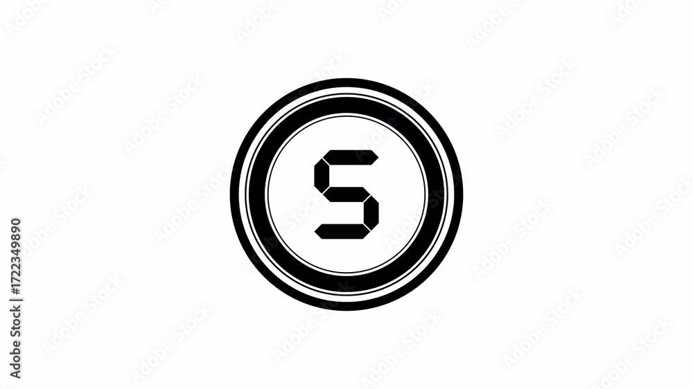 Poster 5 second timer countdown animation, seconds hand 10 second clip set on white screen background.with 