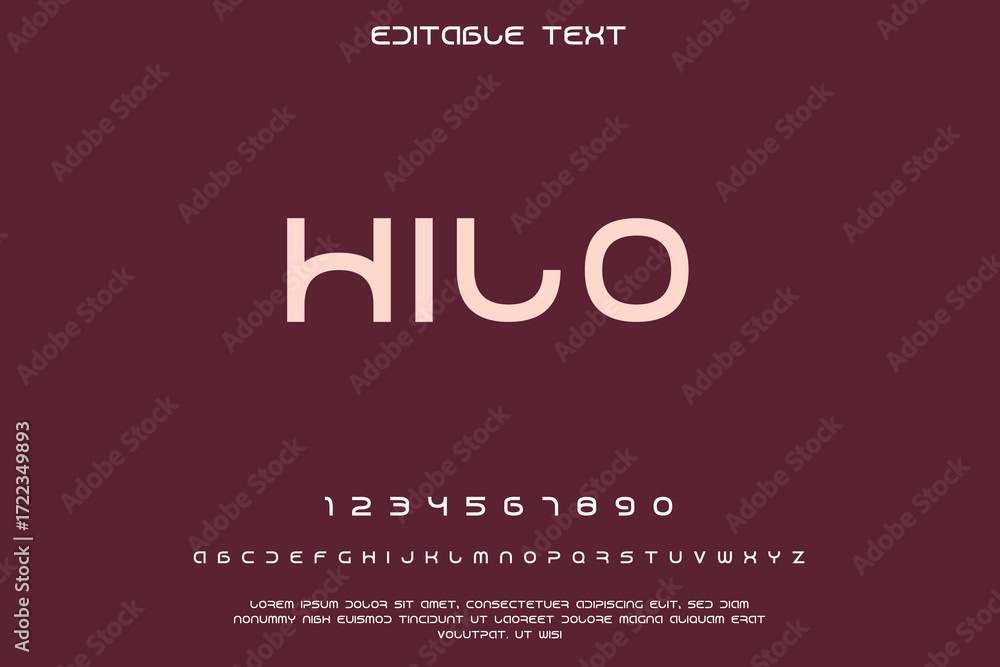 Poster modern rounded font hilo with numbers and letters on a dark background