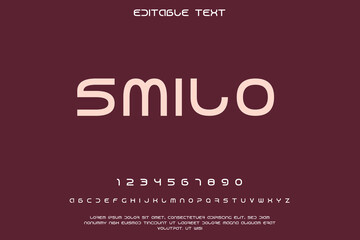 Fototapeta premium Modern sans serif font alphabet and numbers on dark red background