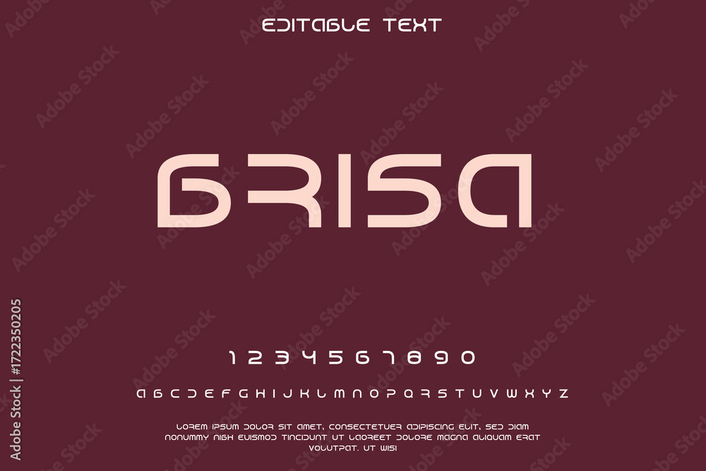 Poster modern sans serif font with uppercase letters numbers and symbols