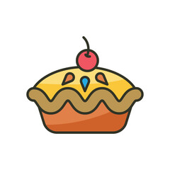 Cartoon pie with cherry on top