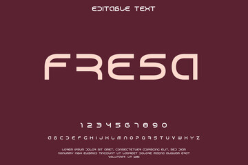 Obraz premium Modern sans serif font alphabet and numbers on a dark red background