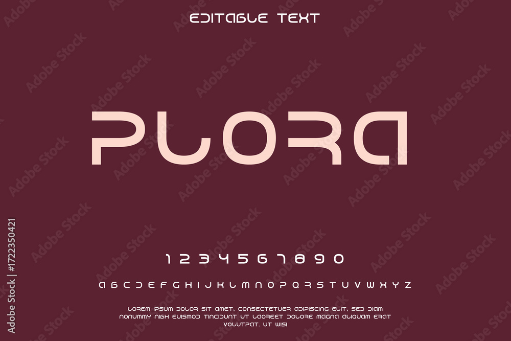 Poster modern minimalist typeface with numbers and alphabet on dark background