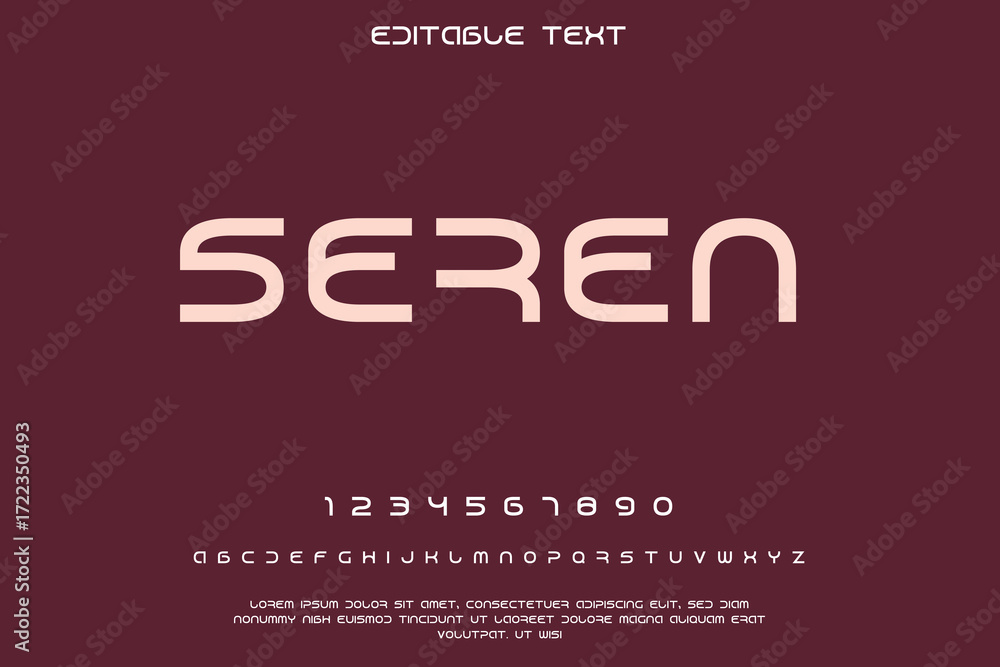 Poster modern sans serif font alphabet and numbers on a dark background