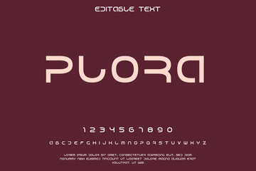 Modern minimalist typeface with numbers and alphabet on dark background