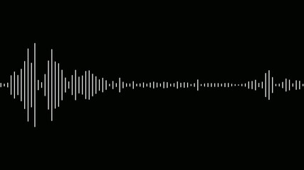 Dynamic white audio visualizer- Music sound wave animation on black background. Abstract audio wave digital frequency. Sound wave animated audio waveform spectrum animation. Abstract music audio wave. - Powered by Adobe