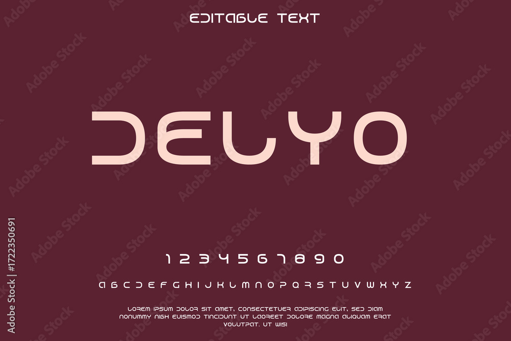 Poster modern minimalist font alphabet and numbers on dark background