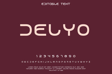Modern minimalist font alphabet and numbers on dark background