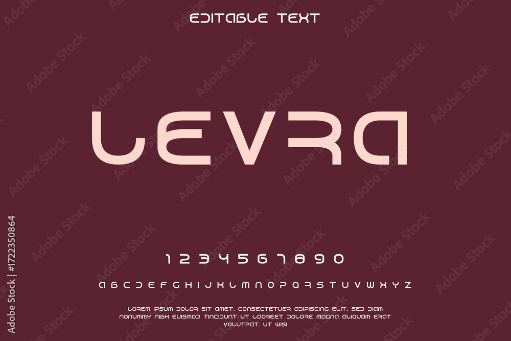 Poster modern minimalist font alphabet and numbers on dark background