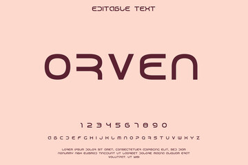 Modern sans serif font display with uppercase letters and numbers