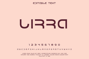 Modern minimalist font alphabet and numbers with editable text placeholder